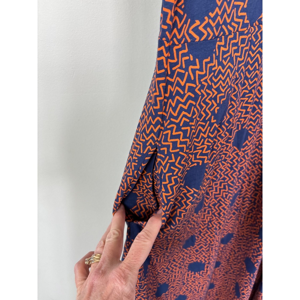 Gudrun Sjoden Womens Large Orange Blue Geometric Cotton Sleeveless Midi Dress - Picture 6 of 10